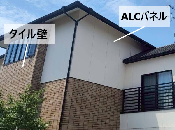 タイル壁とALCパネルの外壁　ダイワ建設アイウッド戸建て